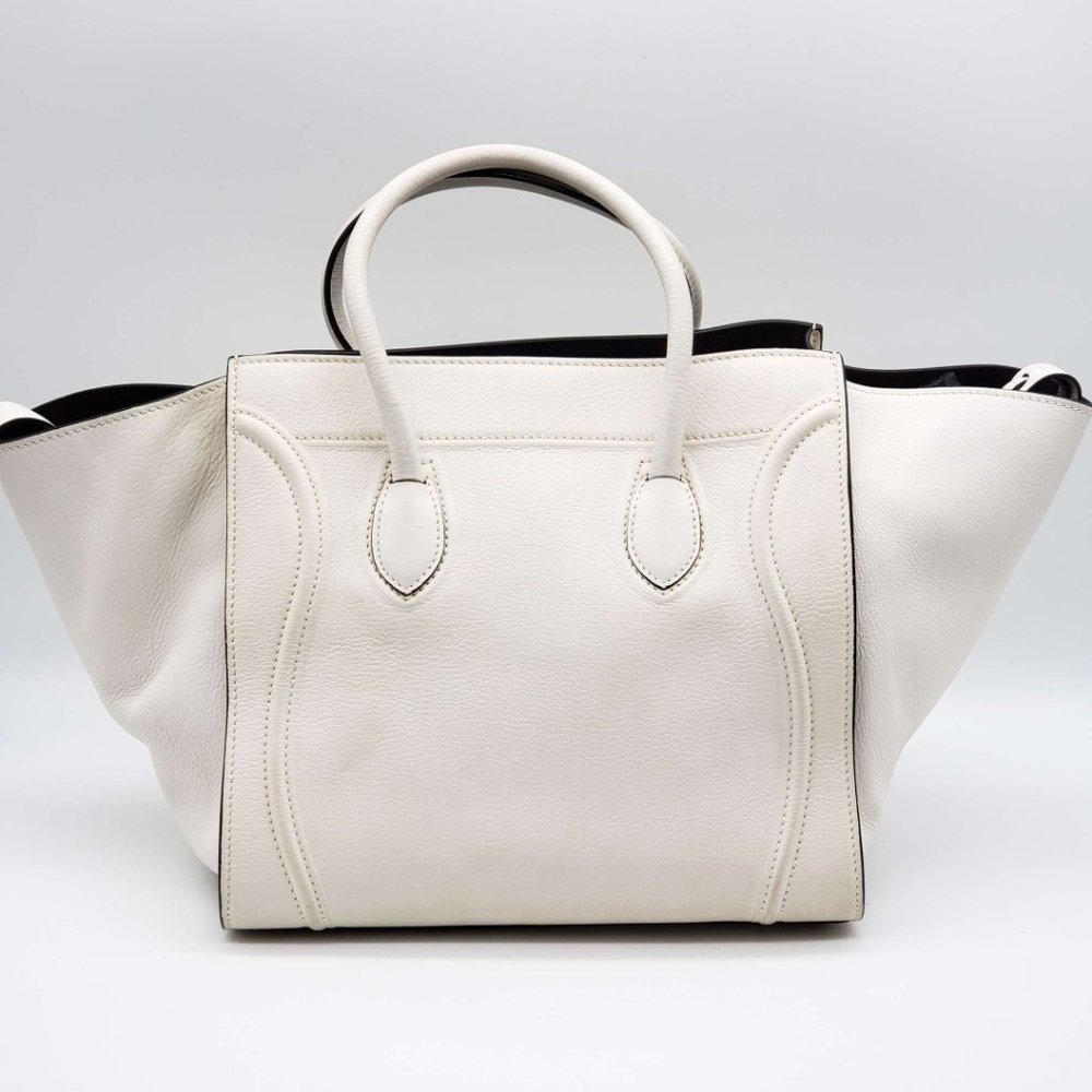 100% Authentic CELINE  White Leather Hand Bag - Picture 3 of 16